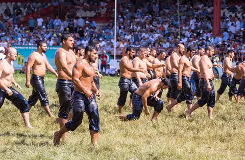 Watch Men Oil Wrestle