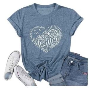 Women Adventure Awaits Outdoor Graphic Tee Shirt