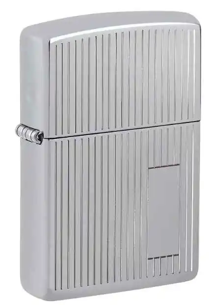 a silver metal lighter with a hinge - Zippo Chrome Lighters